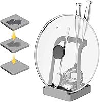 Vista 9 de NiHome Versátil tapa para olla, soporte para cucharón, almohadilla multiusos para espátula, tabla de cortar, soporte para cucharas, utensilios