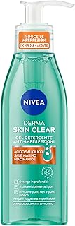 NIVEA Derma Skin Clear Gel Detergente Viso Anti-Imperfezioni 150 ml, Detergente viso pelle grassa e mista con Acido Salicilico, Sale Marino e Niacinamide, Detergente schiumogeno viso purificante