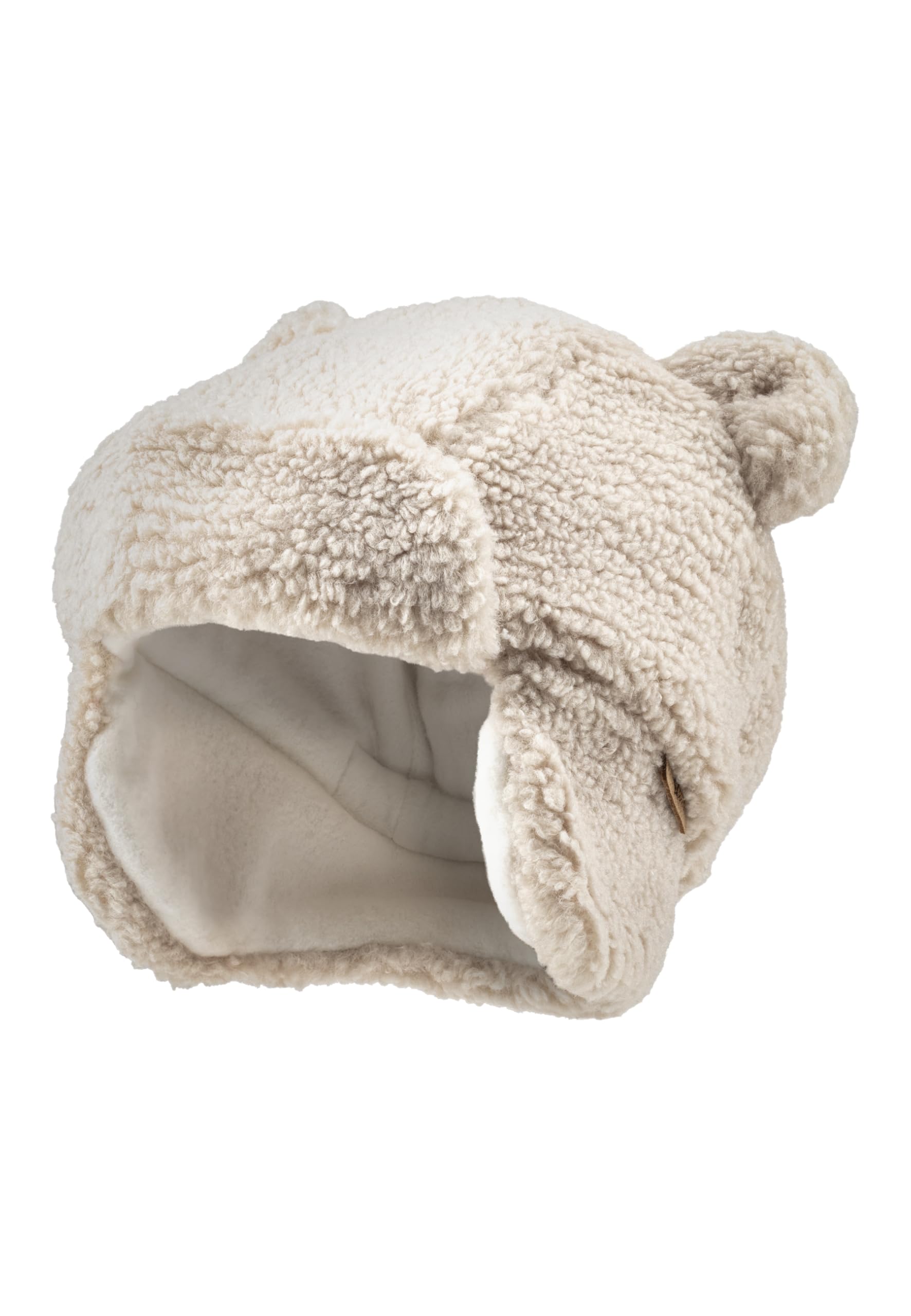 Aviator hat made of teddy plush with ears and attached ear flaps