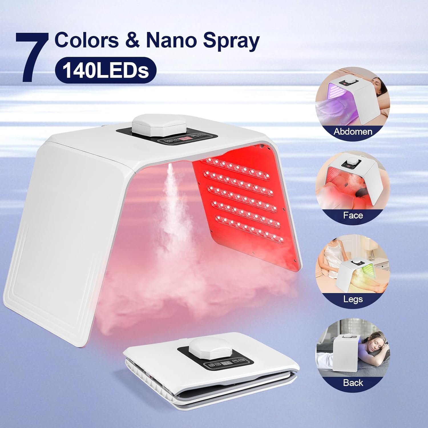 Terapia de luz roja para la cara, lámpara de terapia de luz roja para la cara y el cuerpo, la máquina de terapia de luz LED con función de niebla, uso en el hogar y el salón