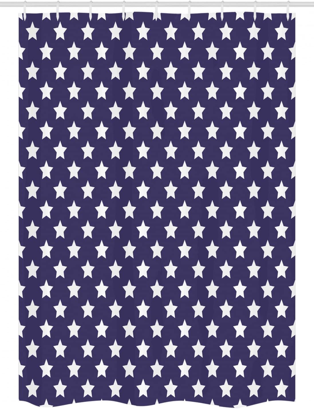 Ambesonne Navy Stall Shower Curtain, Bunch of Star USA American Flag Proud National Graphic Design, Fabric Bathroom Decor Set with Hooks, 54" W x 78" L, Purple White