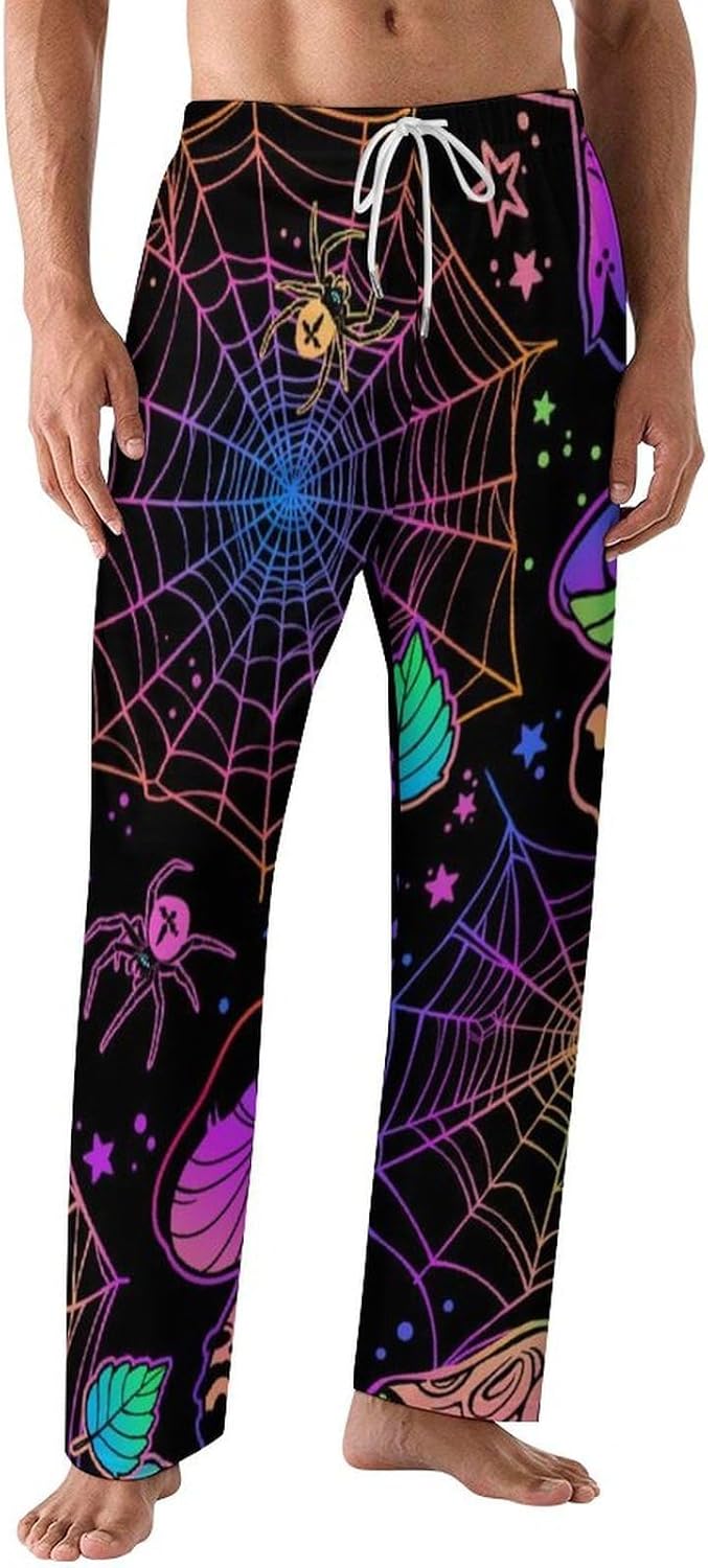 Giraffe Pattern Gold Glitter Mens Pajama Pants Bottoms Sleep Lounge Sleepwear Trousers with Pockets