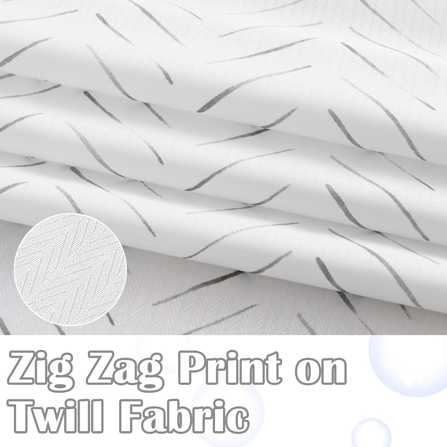 jinchan Grey and White Shower Curtain Inky Herringbone Chevron Zig Zag Waterproof Fabric Modern Farmhouse Shower Curtains for Bathroom with 12 Hooks 70x72 Inches