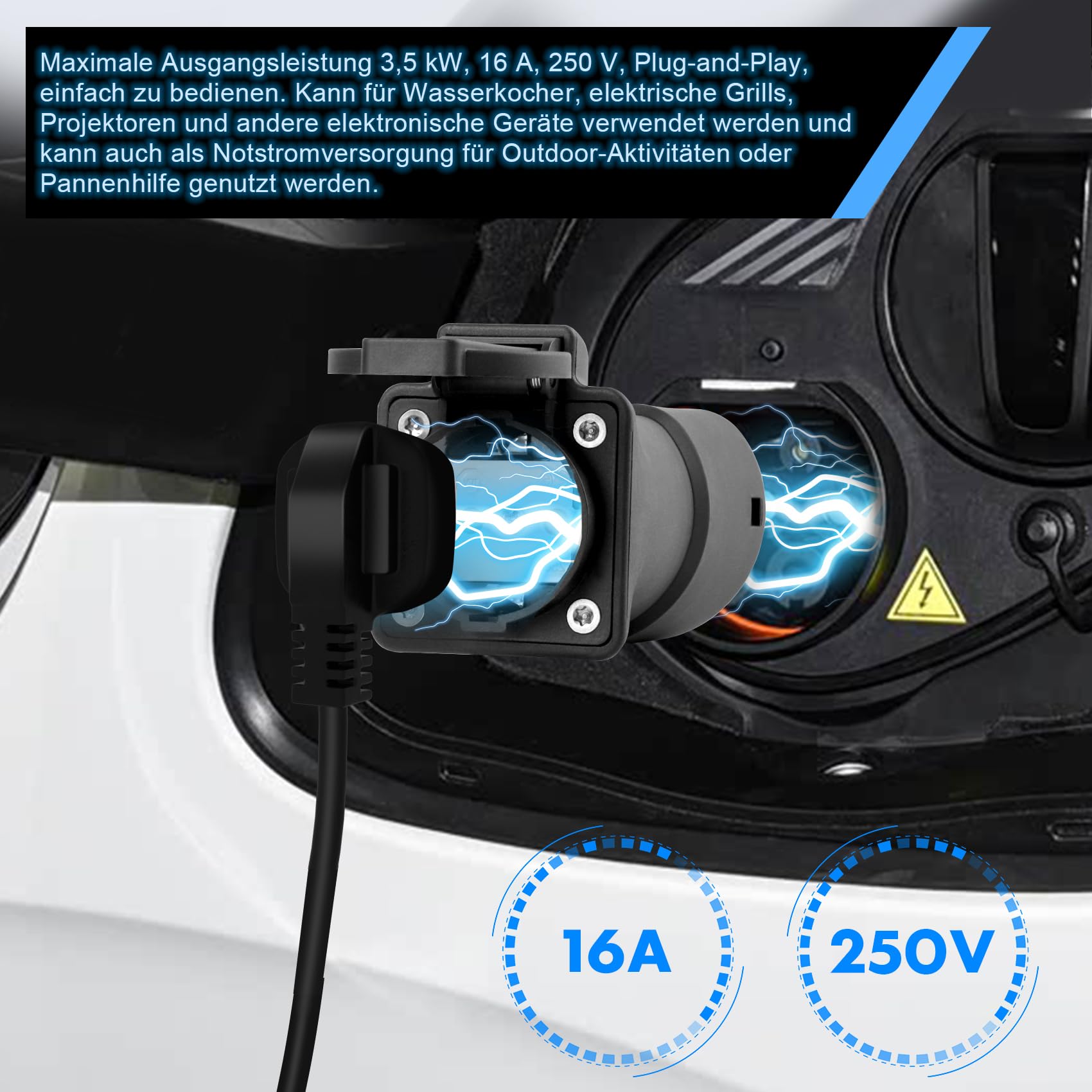 V2L Adapter für Leapmotor B10 C10 C16 EV, Fahrzeug-zu-Ladung-Adapter Vehicle to Load Typ 2 auf Schuko AutoAdapter für Elektrofahrzeuge die V2L-Funktionen unterstützen
