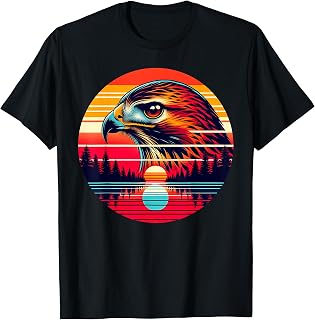 Red-tailed Hawk Bird Sunset Retro Style Safari Vintage 70s T-Shirt