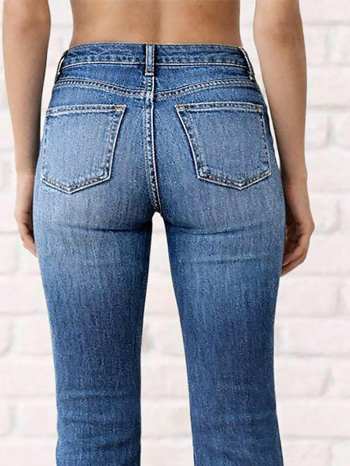 Flamingals High Waisted Bell Bottom Jeans for Women Stretchy Wash Flare Jeans Casual Western Slim Fit Denim Pants