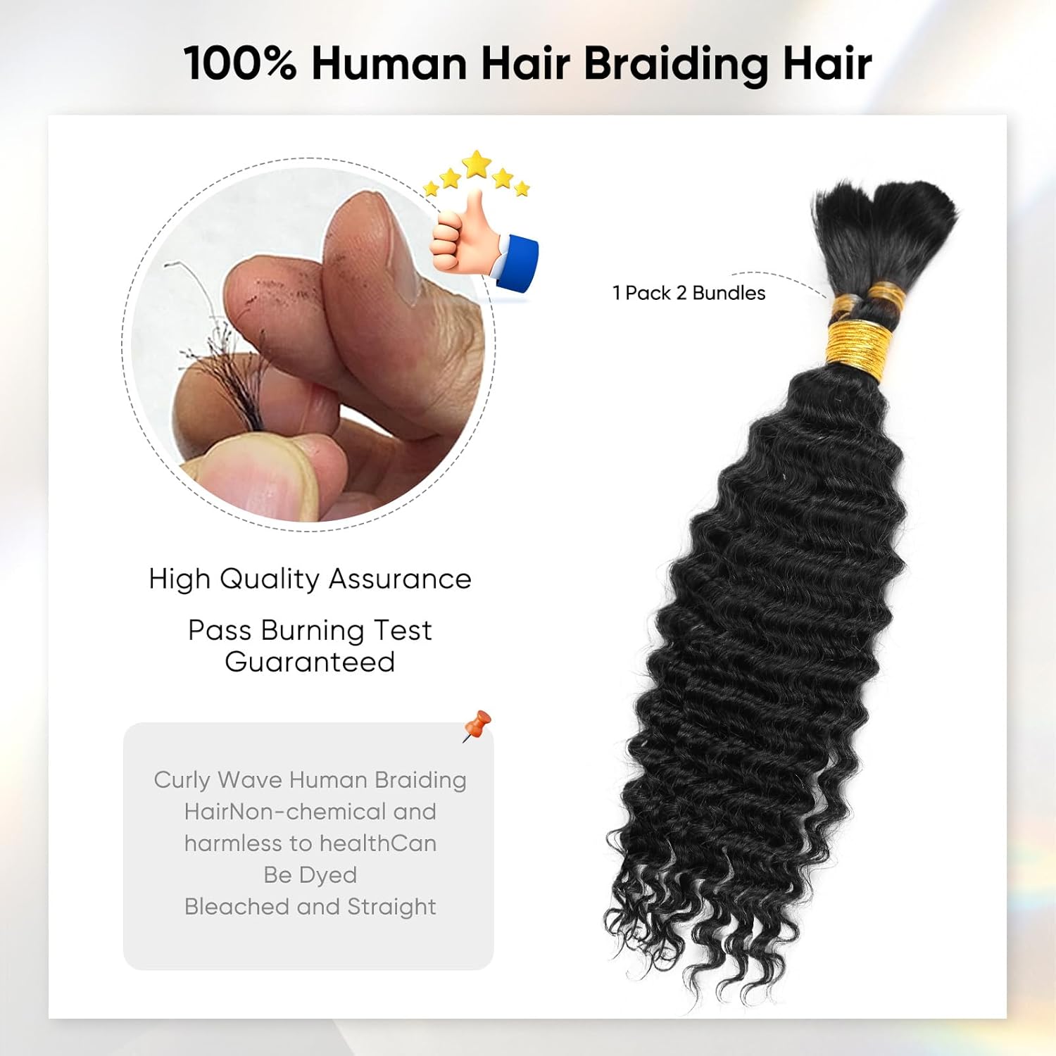Human Braiding Hair 16 Inch 100g 1B Deep Wave Bulk Human Hair for Braiding No Weft Curly Bundles Hair Extensions for Boho Knotless Wet and Wavy Braids (1B)