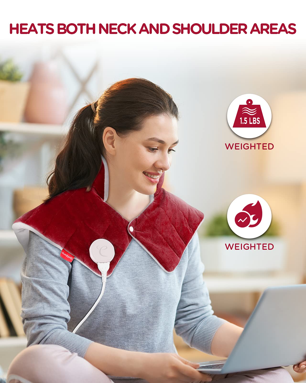 Weighted Heating Pad for Neck and Shoulders Pain Relief, Comfytemp 1