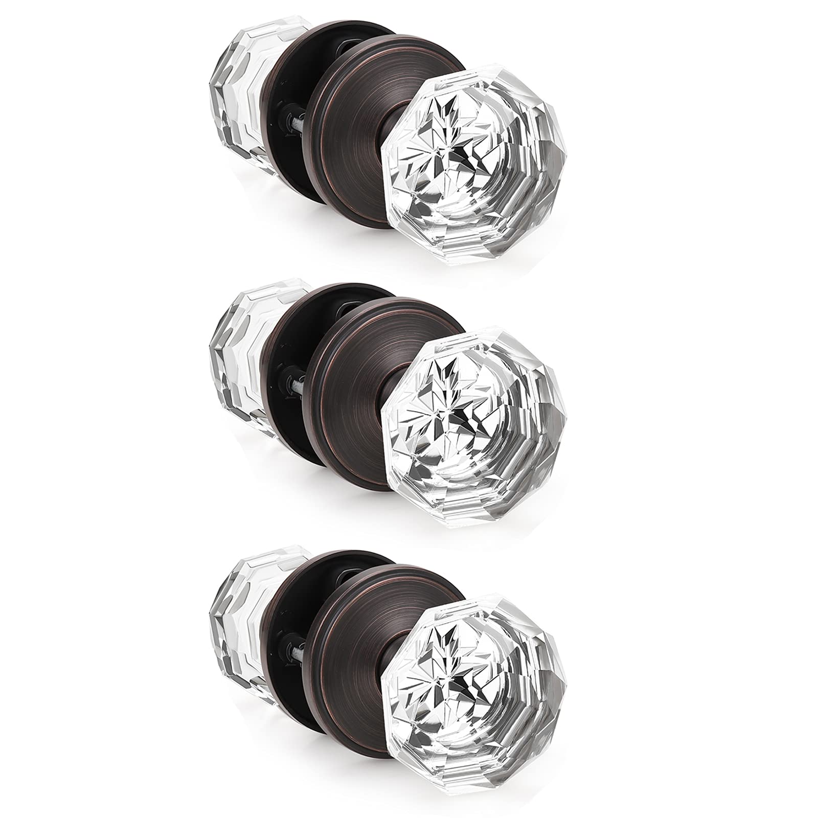 Black Privacy Door Knobs - 5 Pack with Lock -16