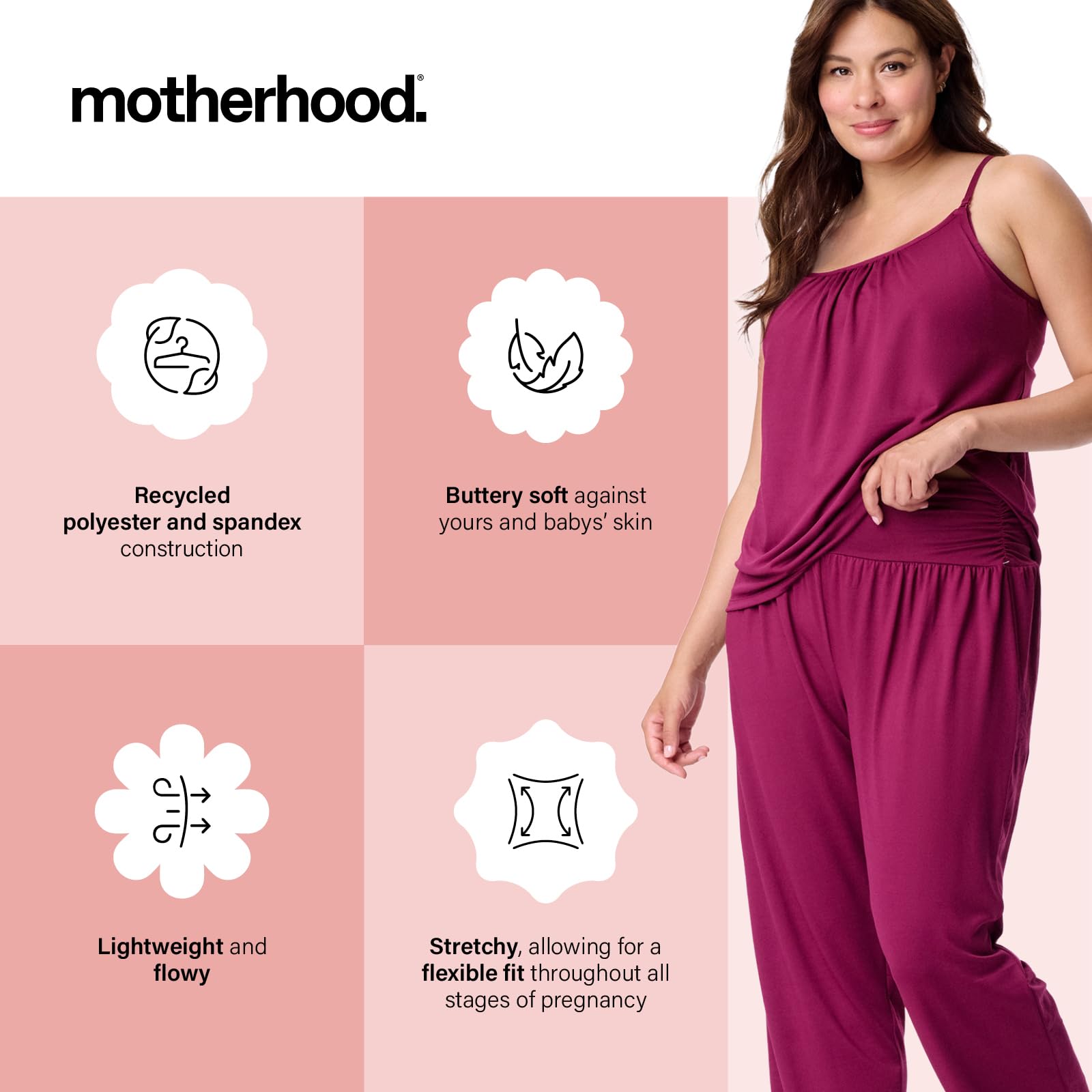 Motherhood Maternity Damen Maternity Swing Cami & Foldover Pant Set Pyjamaset (1er Pack)