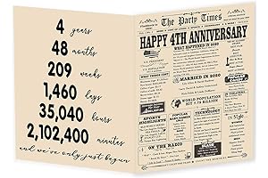 YiKaLus 4th Anniversary Card for Him Her Wedding Gift