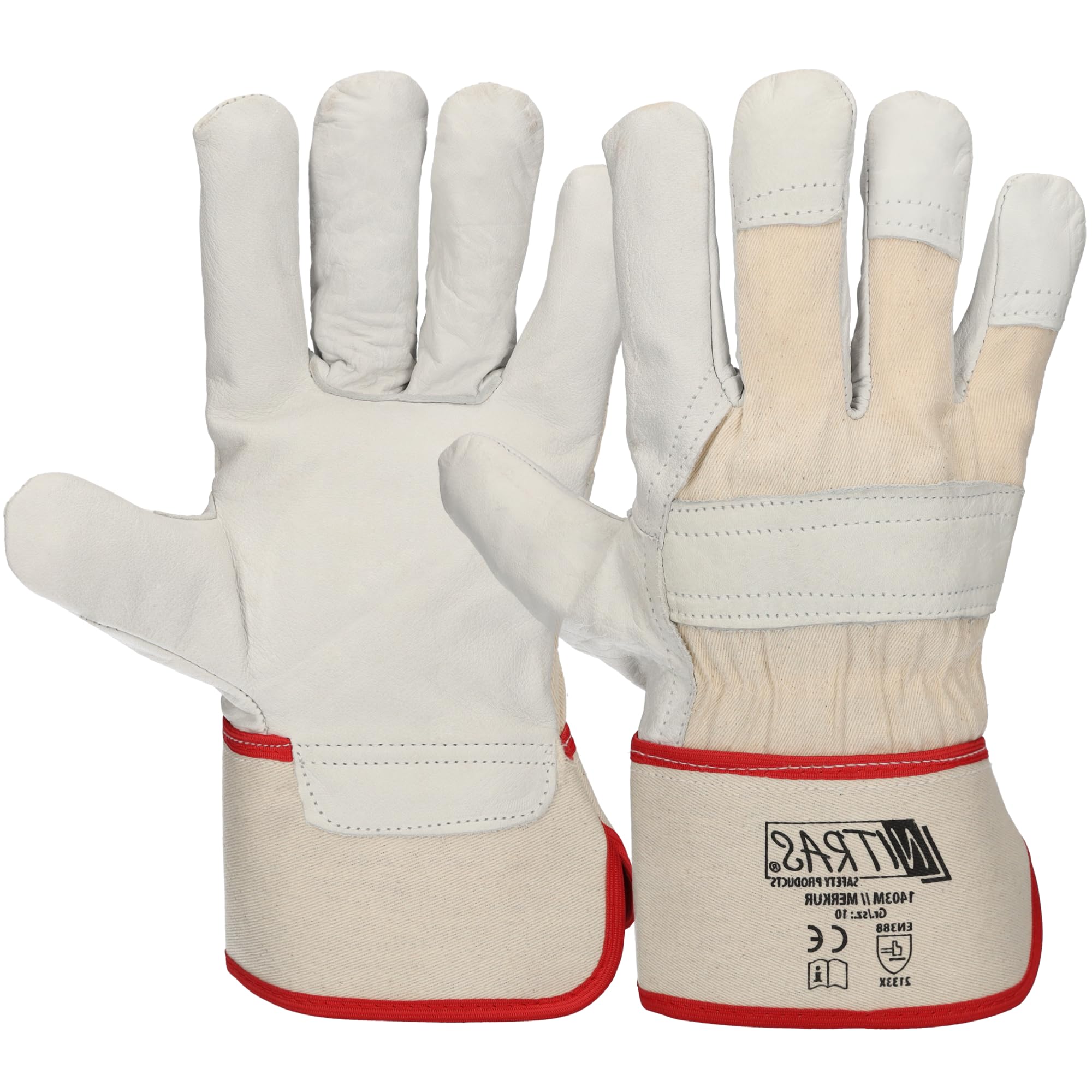 SAMETRUCK 1-120 Paar Arbeitshandschuhe Leder Handschuh gefüttert Stulpe Rindsleder Gr. 10 (60 Paar)