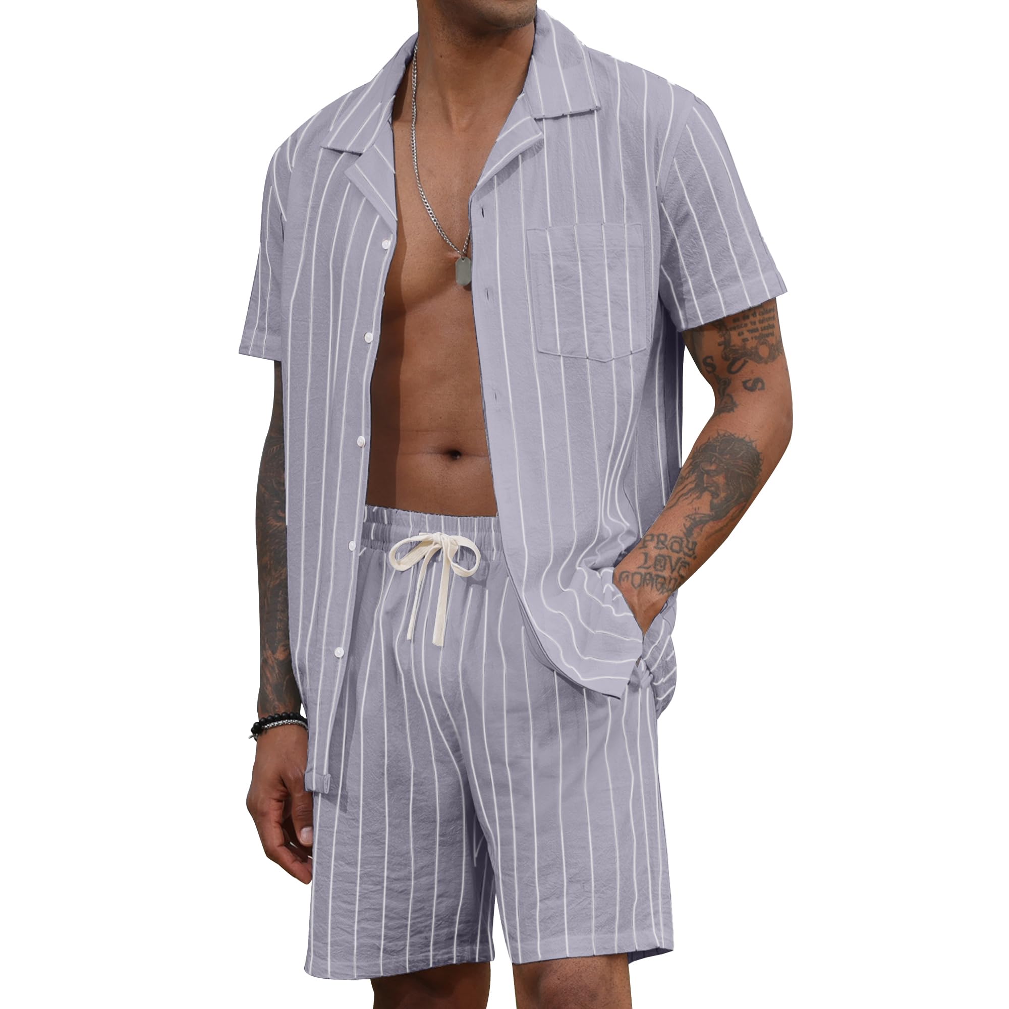Set di camicie e pantaloncini da uomo casual a maniche corte hawaiane 2 pezzi moda abbottonatura giù estate spiaggia vacanze vestiti per uomo