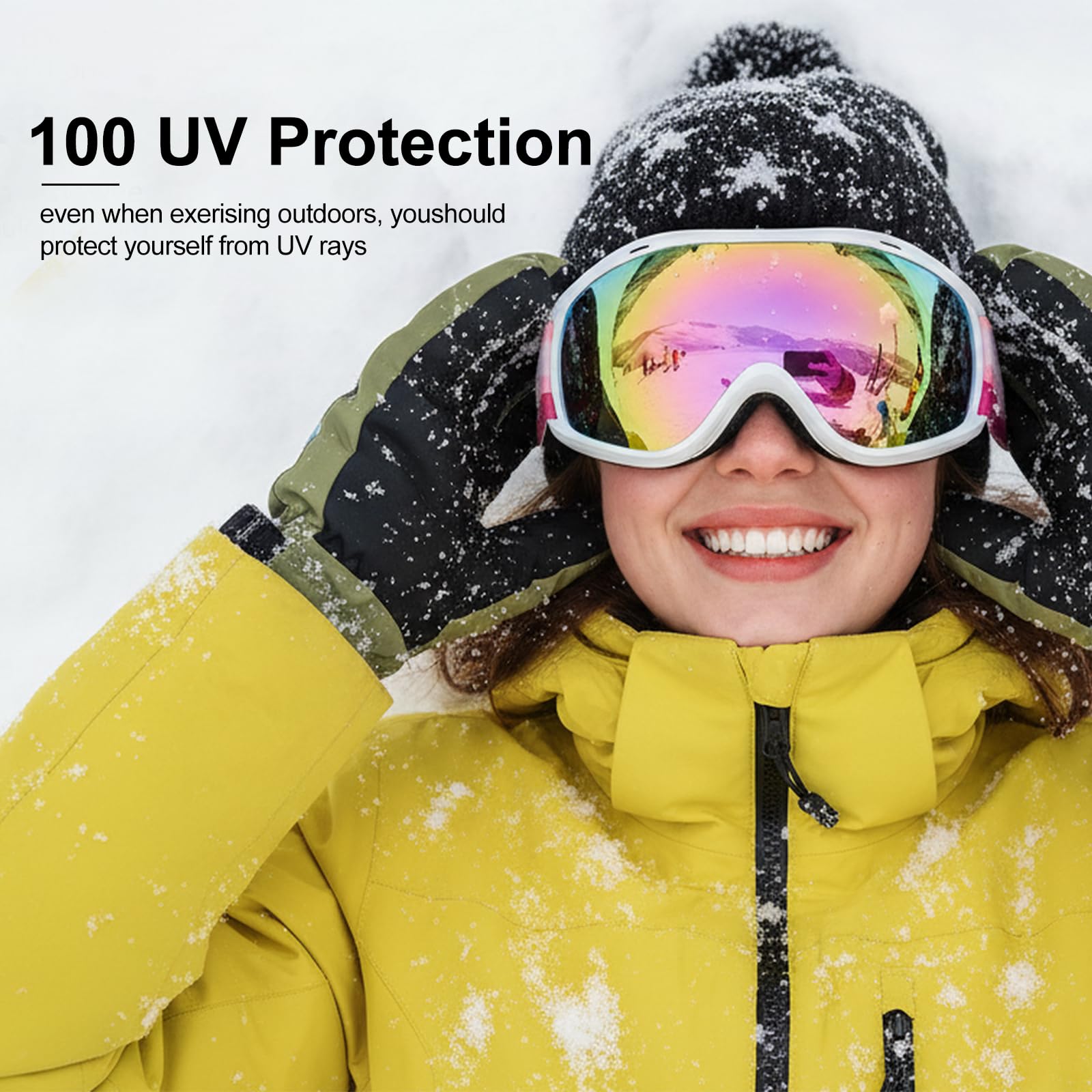 AVV Occhiali da sci con protezione UV, anti-appannamento, occhiali da neve OTG per uomini, donne, adulti e ragazzi
