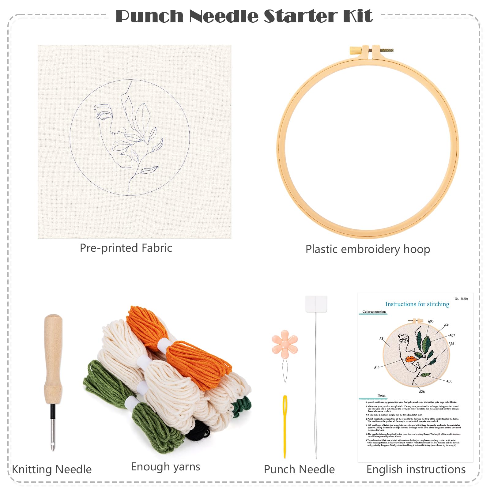 JSRQT Paysage Punch Needle Broderie Kit, Kit De Démarrage