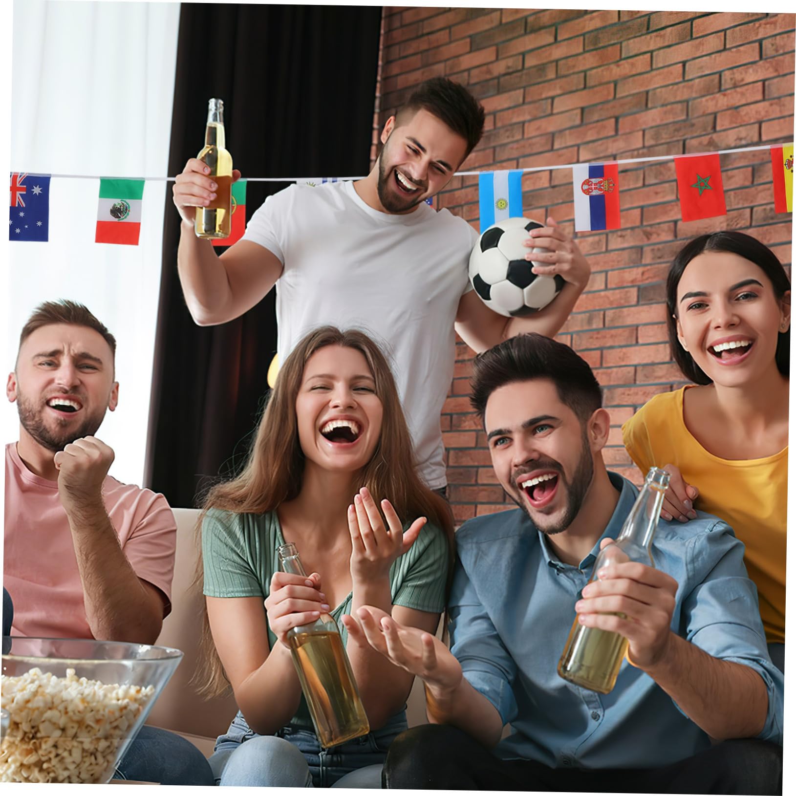 LALAFINA Festa Calcio Decor Bandiera Inter Gigante Poliestere, Decorazioni per Feste Bandiera Inter Piccola per Atmosfera Mondiale e Appassionati di Calcio