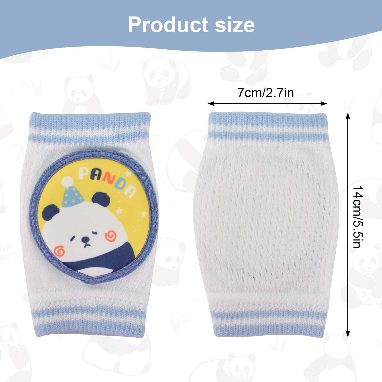 Respirable Rodilleras para Bebés, Rodilleras para Gatear de Algodón Primera, Rodilleras Bebe Gateo Elástico, Rodilleras Bebe con Estampado de Pandas, Baby Rodilla Pierna Pad para Niños de 0 a 4 Años