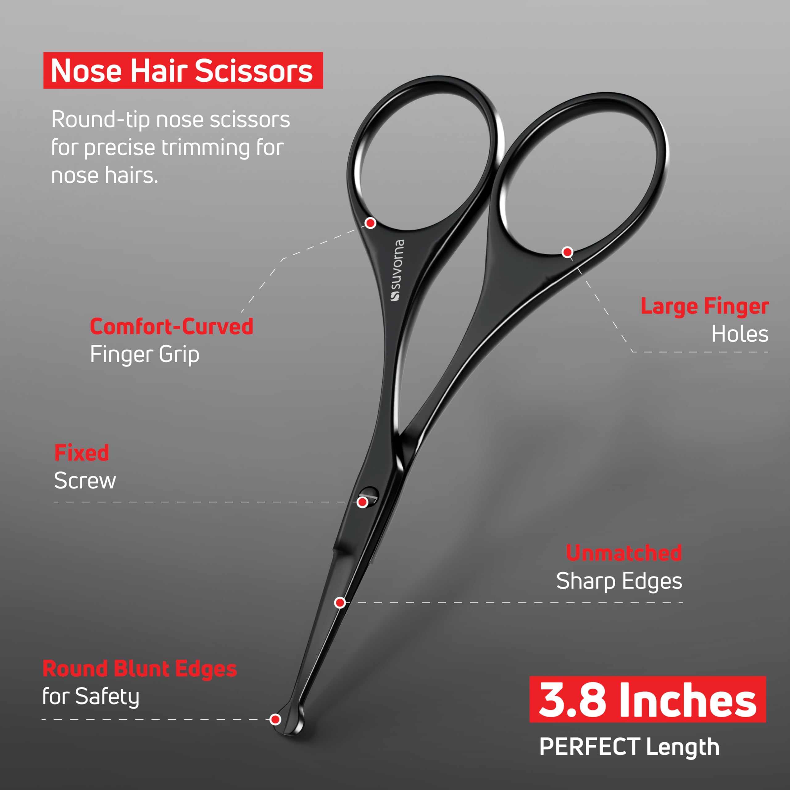 Suvorna Set di forbici per barba e baffi di alta qualità con forbici da barba da uomo, forbici per la toelettatura maschili, forbici per peli del viso, forbici per naso, forbici per sopracciglia,