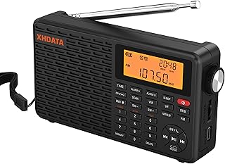 XHDATA D-109 Portable Radio Stereo AM/FM/SW/LW Digital Vintage Radio with 3.5mm Earphone Jack Bluetooth Radio TF Card Alar...