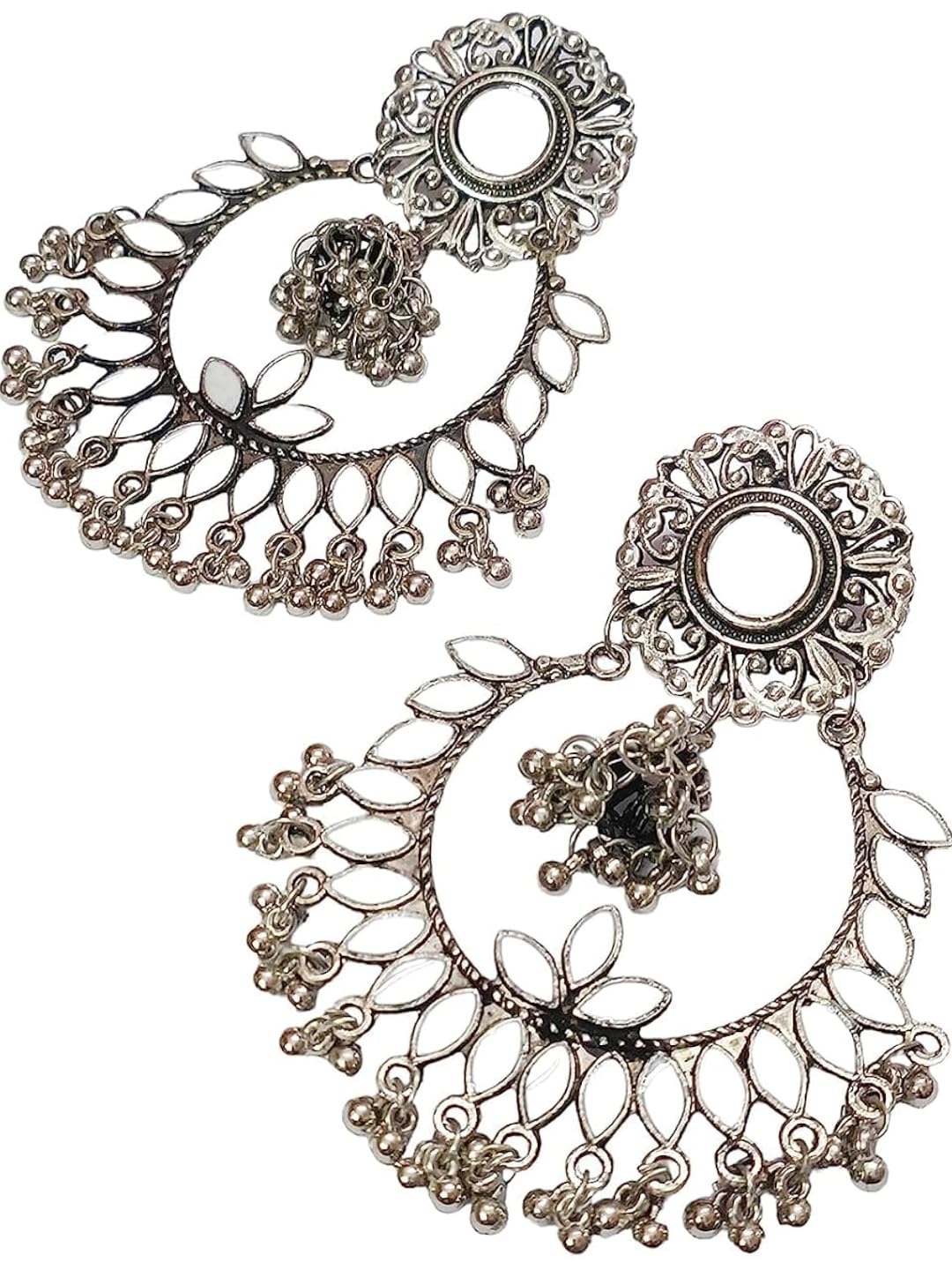 ISLANA Oxidised Earrings for Women & Girls | Oxidised Silver Jhumki, Jhumka Earrings for Women | Traditional Mirror Jhumka or Jhumki | Earrings for Women Fashion (B0D9FXWQ7Z) Amazon Price History, Amazon Price Tracker