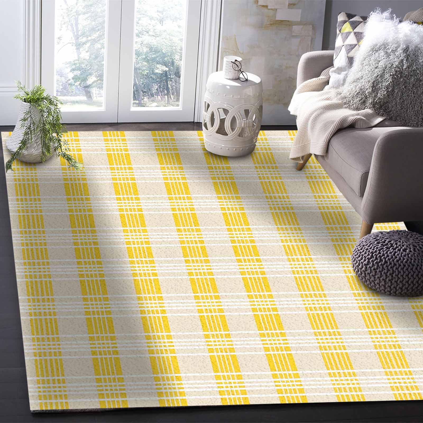 Amazon.com: Yellow Plaid Area Rug 2' x 3' - Modern Outdoor Living