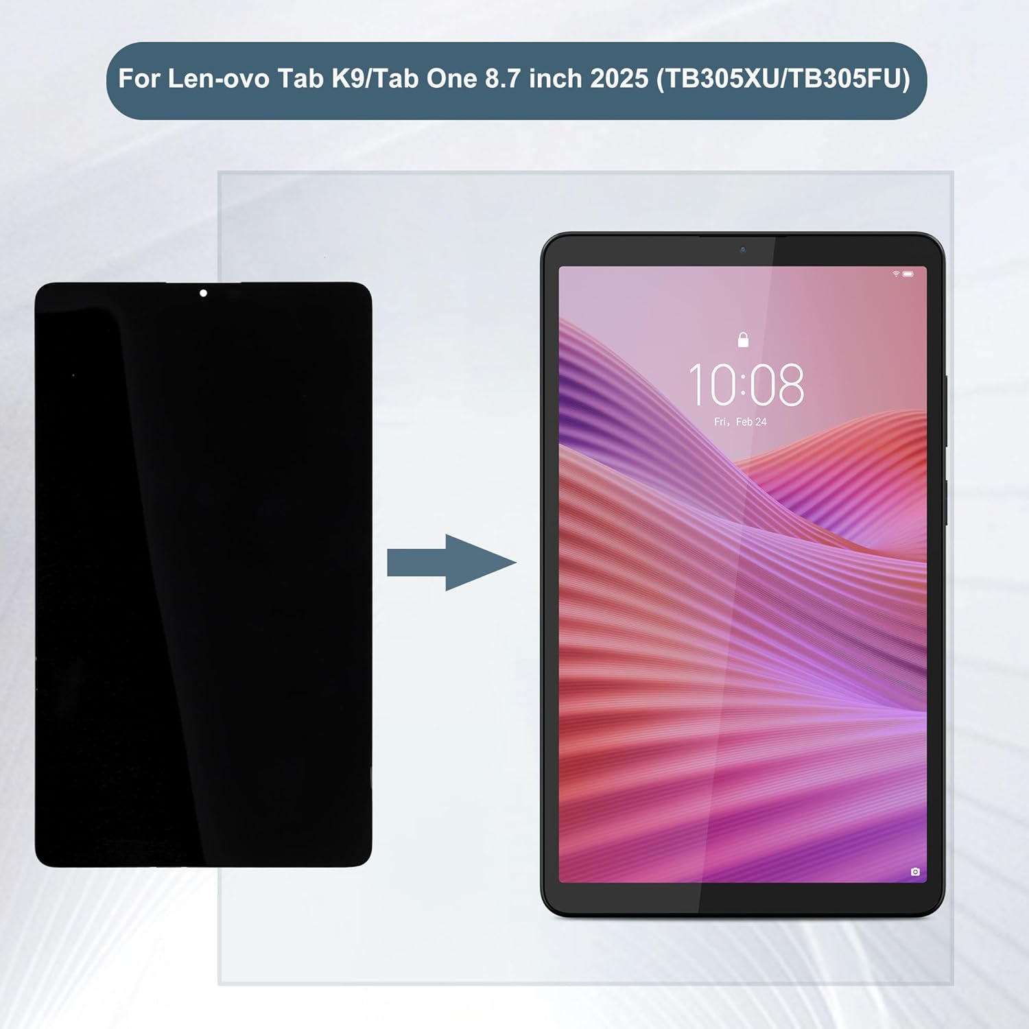 Replacement LCD Display Touch Screen Digitizer Assembly Compatible with Lenovo Tab K9/Tab One 8.7 inch 2025 (TB305XU/TB305FU) 8.7" with Tools（Black）