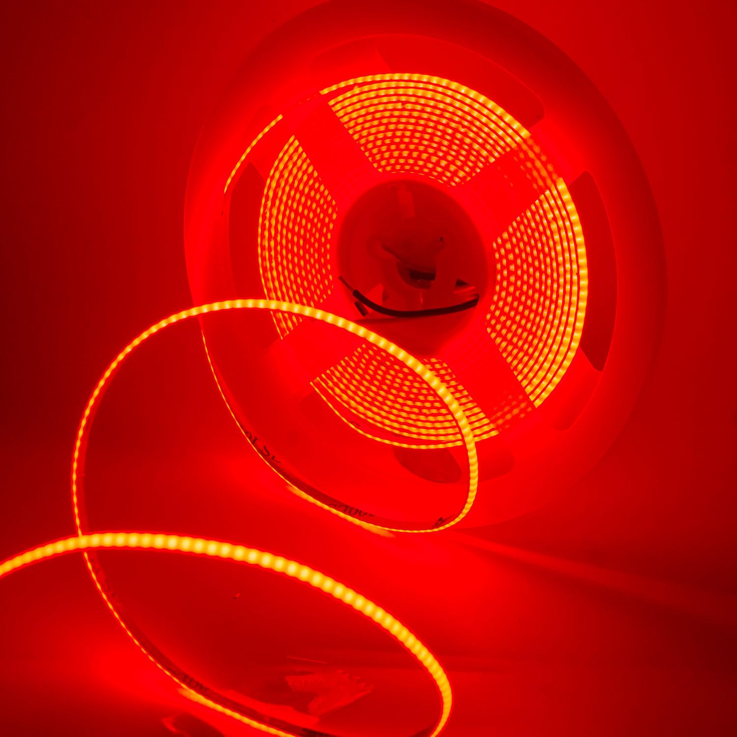 LumiyaHalo 24V RED COB LED Strip, 3mm Narrow Width, 5M 400LEDs/M, CRI>90, Dotless Uniform Flexible Tape for Bedroom, Under Cabinet Lighting (DC24V, Red)