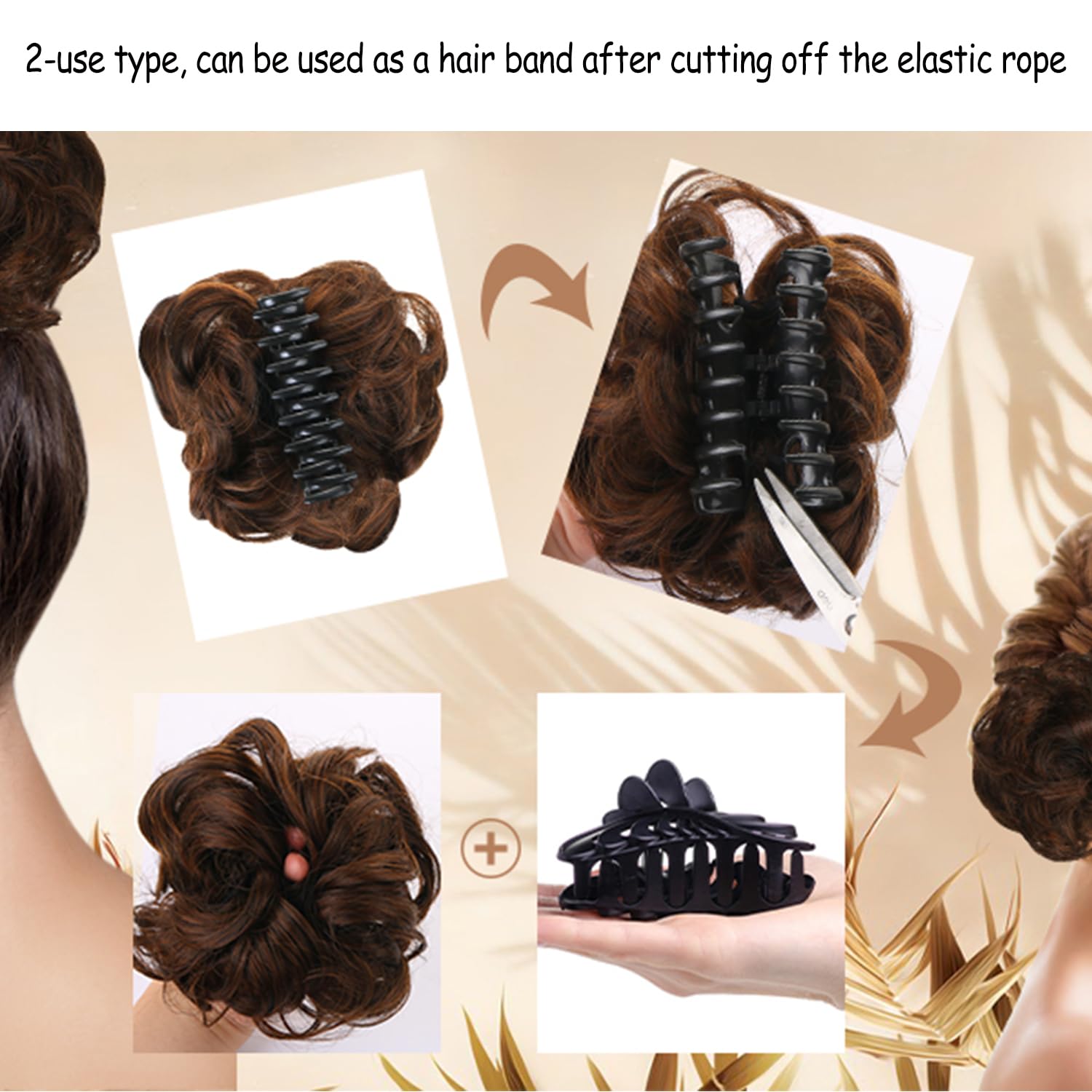 UHOMENY Hair Clip in Wig with Messy Bun Clip,Big Wavy Bun Wig,Curly Wavy Hair Extensions,Synthetic Curly Hair Extensions,Ponytail Hair Accessories for Women - Image 3
