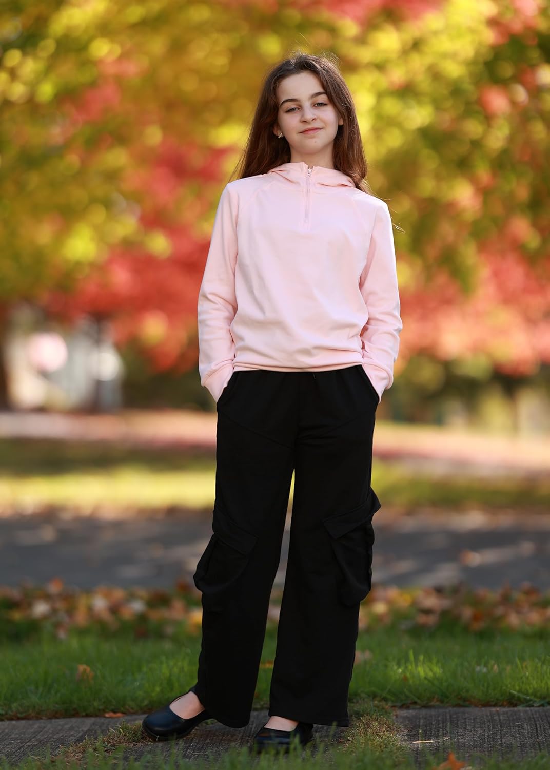 Girls Sweatpants Kids Wide Leg Baggy Athletic Joggers Teen Drawstring Loose Sweat Pants Girls Cargo Pants with Pockets 7-14Y - Image 6