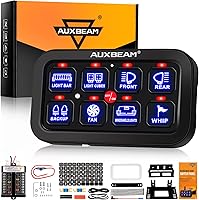 Vista 29 de Auxbeam Panel de interruptores BC60 de 6 bandas, caja de sistema de relé de control de circuito universal con interruptor LED de encendido y apagado