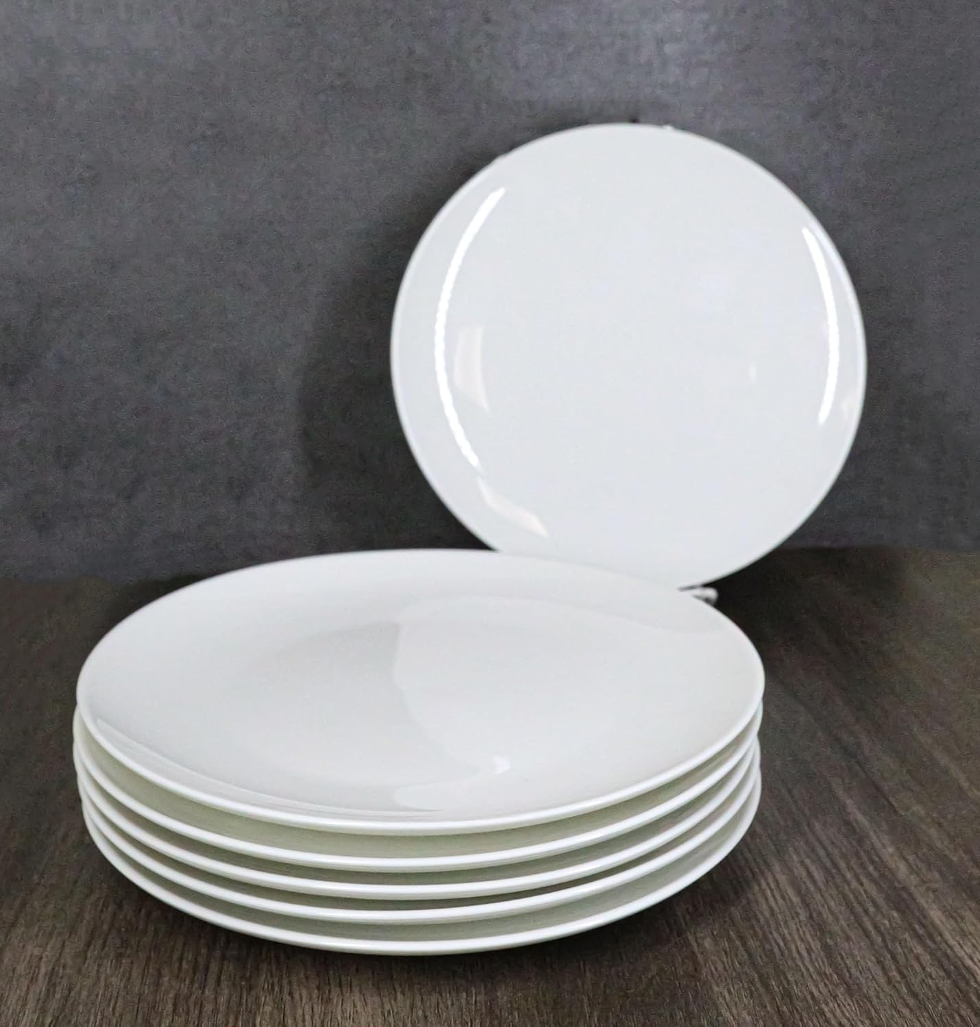 Ebros Pack Of 6 Kitchen Dining Modern Contemporary Sleek Design Natural White Porcelain Round Plates Restaurant Supply Dishwasher And Microwave Safe (8" Lunch Entree Large Dessert Plate)