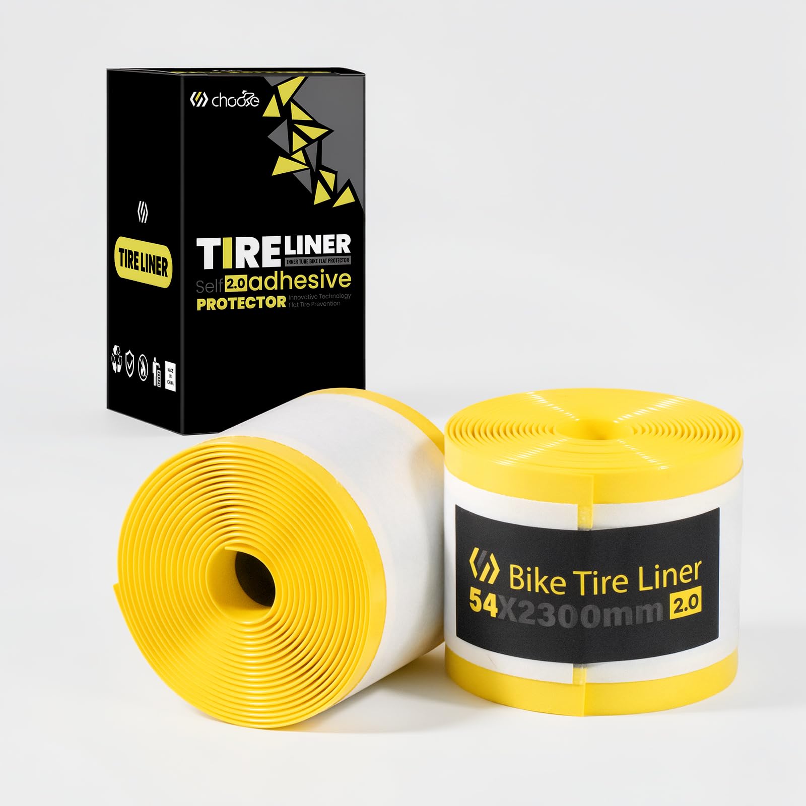 Chooee Self-Adhesive Fat Bike Tyre Liner,54mm Bicycle Tube Flat Protector for 20"/24"/26"×2.40/3.0 Tyres,Anti-Puncture Proof Tire Belt for MTB/E-bike/Fat Bike