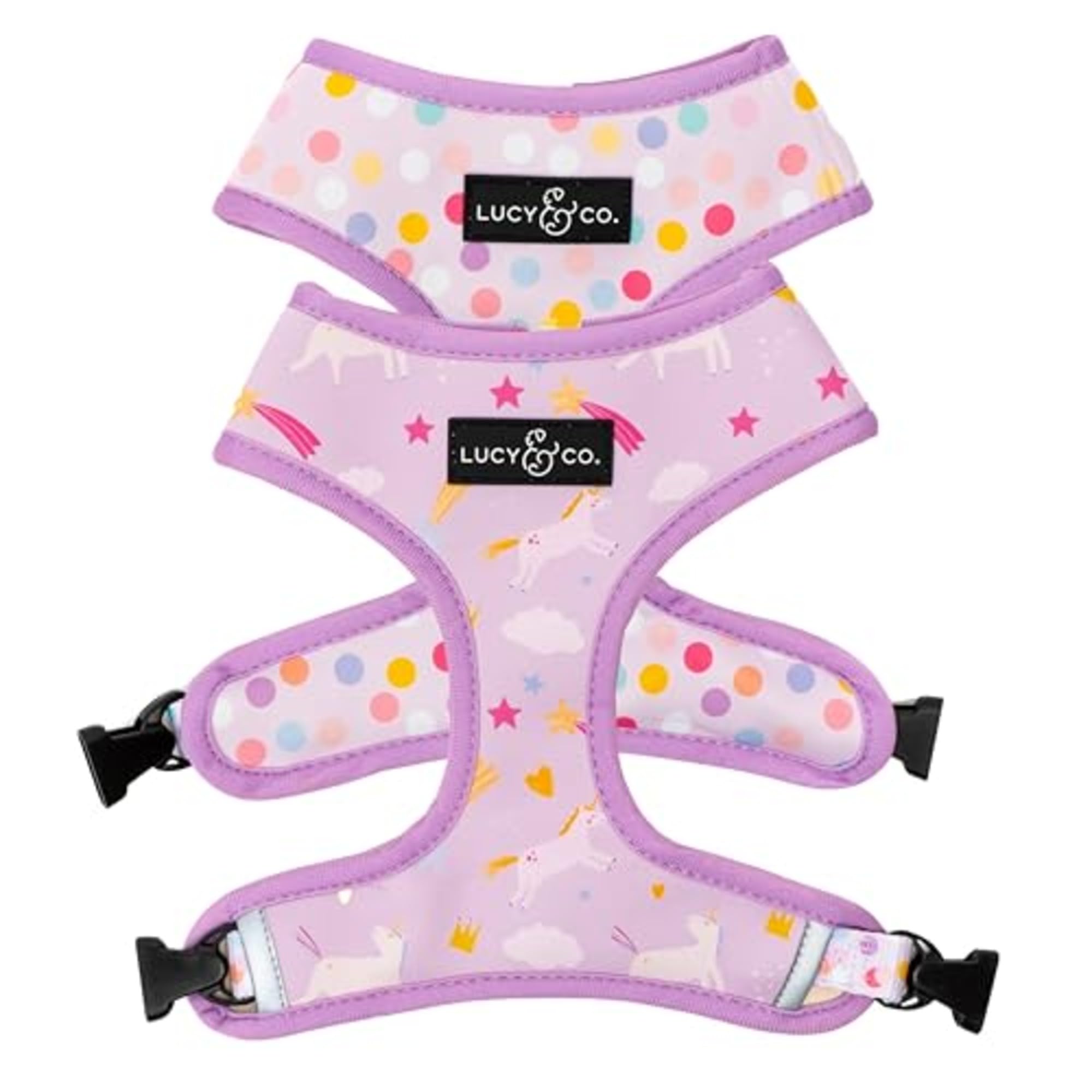 Lucy & Co. Cute Reversible Dog Harness Walking Halter - Best Designer Pet Harnesses for XS - XL Dogs - Padded Adjustable Vest for Easy Walking (