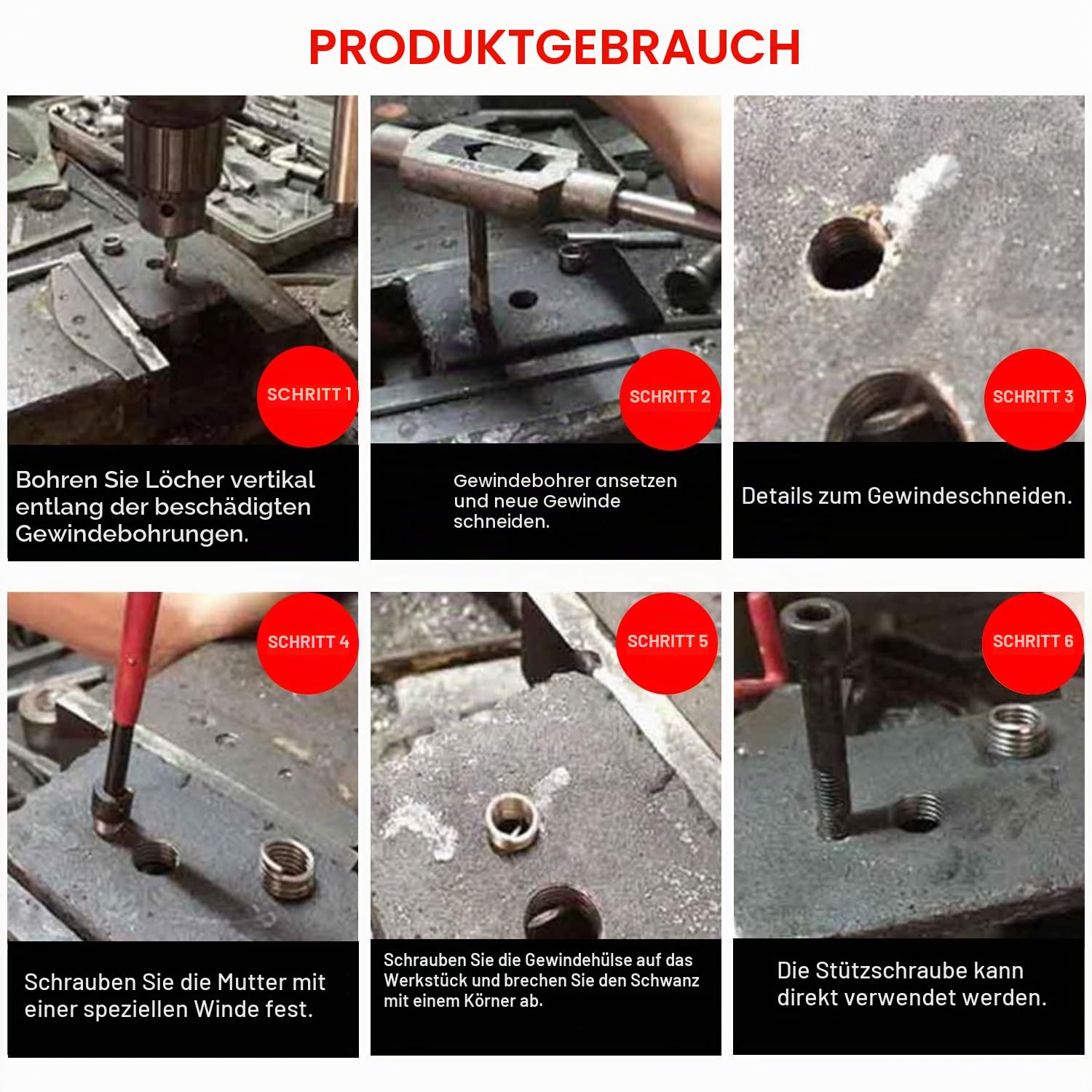 131-teiliges Gewinde-Reparatur-Set, HSS-Bohrer, Gewindeeinsatz, Reparaturwerkzeug, metrisch M5, M6, M8, M10, M12