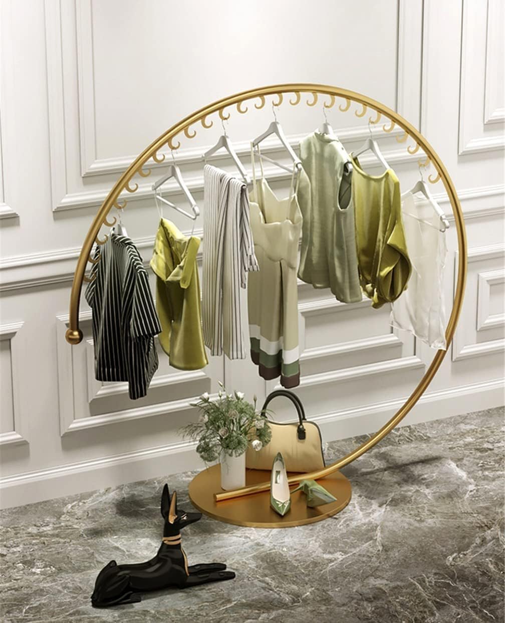 Round Clothes Rail Fashion Clothing Store Display Rack Sturdy Clothes Rail Clothes Rail Bedroom Shelf Super Load-Bearing