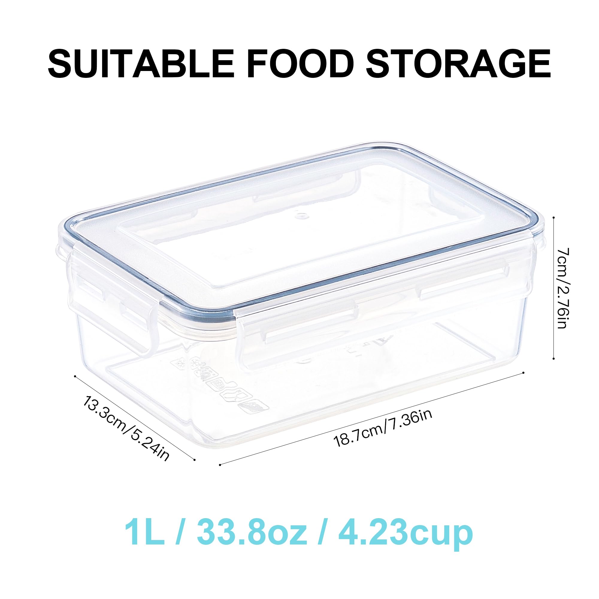 KAGUYA 4 pack Food Storage Containers with Lids, Plastic Food Containers for Pantry Organizers and Storage, 34 Oz, 100% BPA Free, Leak-Proof, Microwave and Freezer Safe