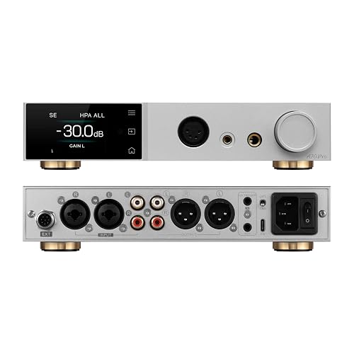 KGUSS Topping A70Pro Fully Balanced Headphone Amplifier Preamp - 17000mWx2 Output Power, 2 Gain, R2R Relay Volume Control, Full Color Dispaly HiFi Audio Support Extensions(Silver) - Silver