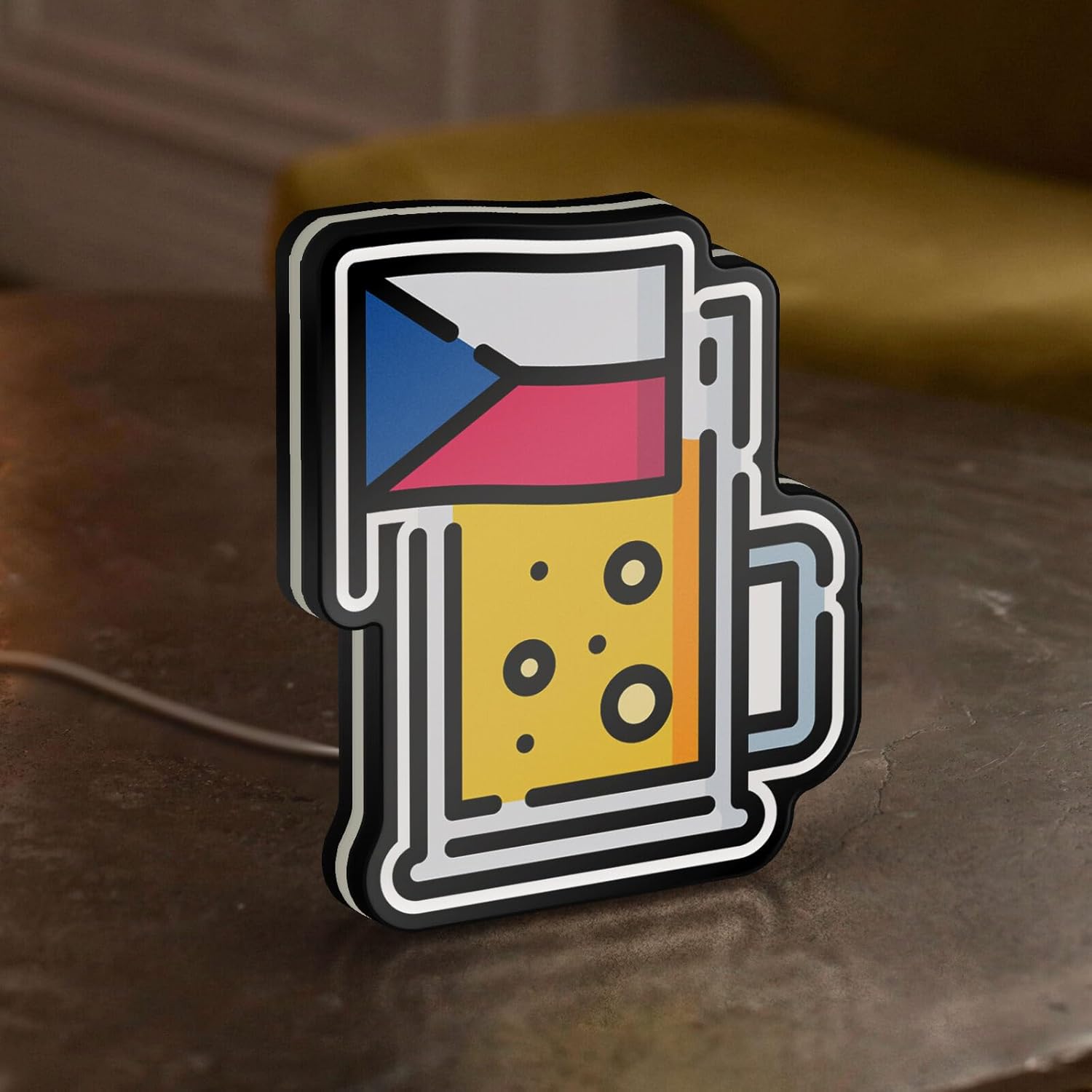 Ancfun チェコビール 3D ノベルティ ライト ボックス、伝統的なパブの装飾、ヨーロッパの飲料のアクセント、ビール愛好家に最適