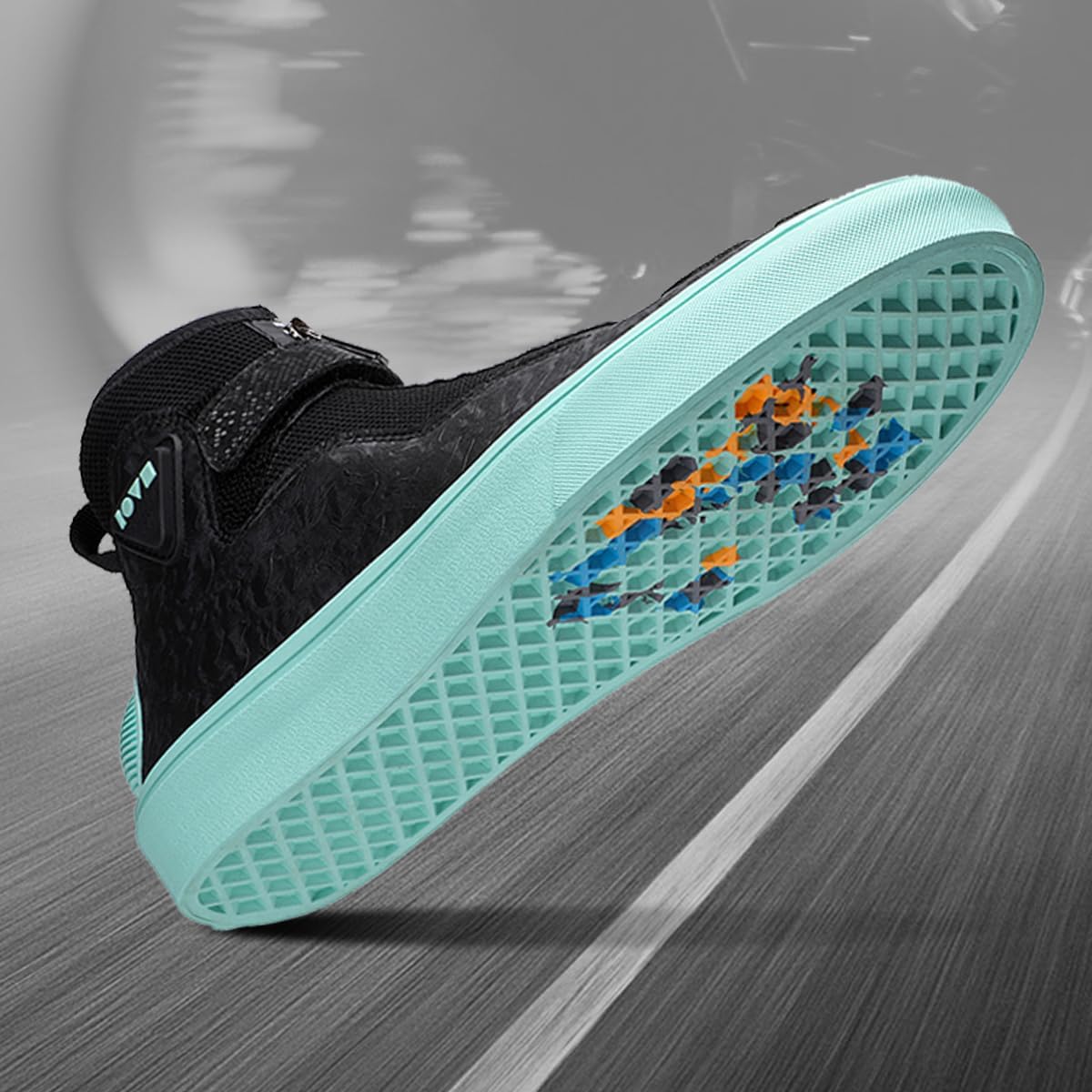 Motorcycle Shoes for Men, Anti-Skid Motorcycle Riding Shoes Motocross Protective Boots with Side Zipper, Ankle Support