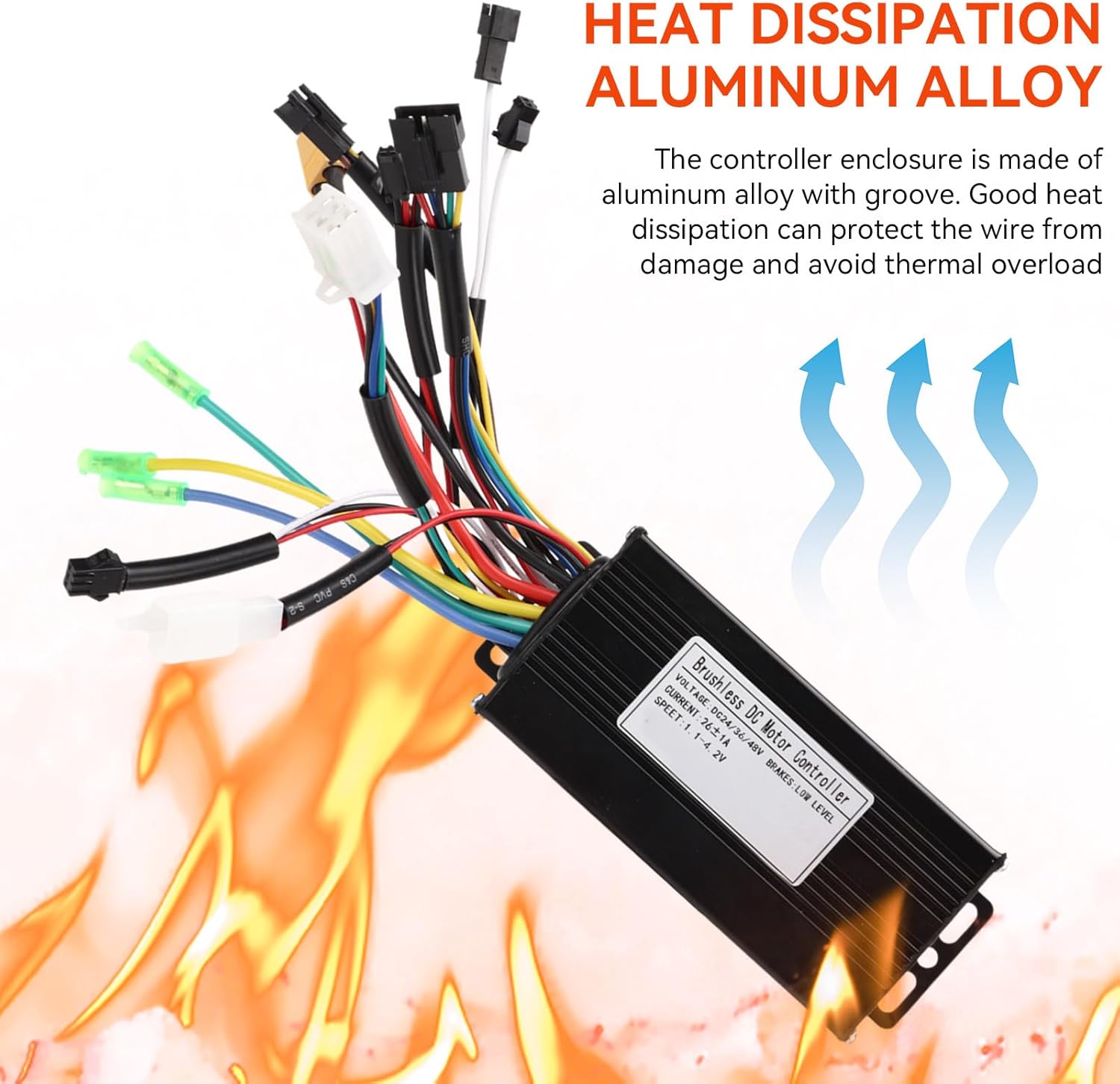 DC Motor Brushless Controller, 24V 36V 48V 500W 750W 3 Mode 26A E-Bike Brushless Motor Controller for Scooter Electric Bike