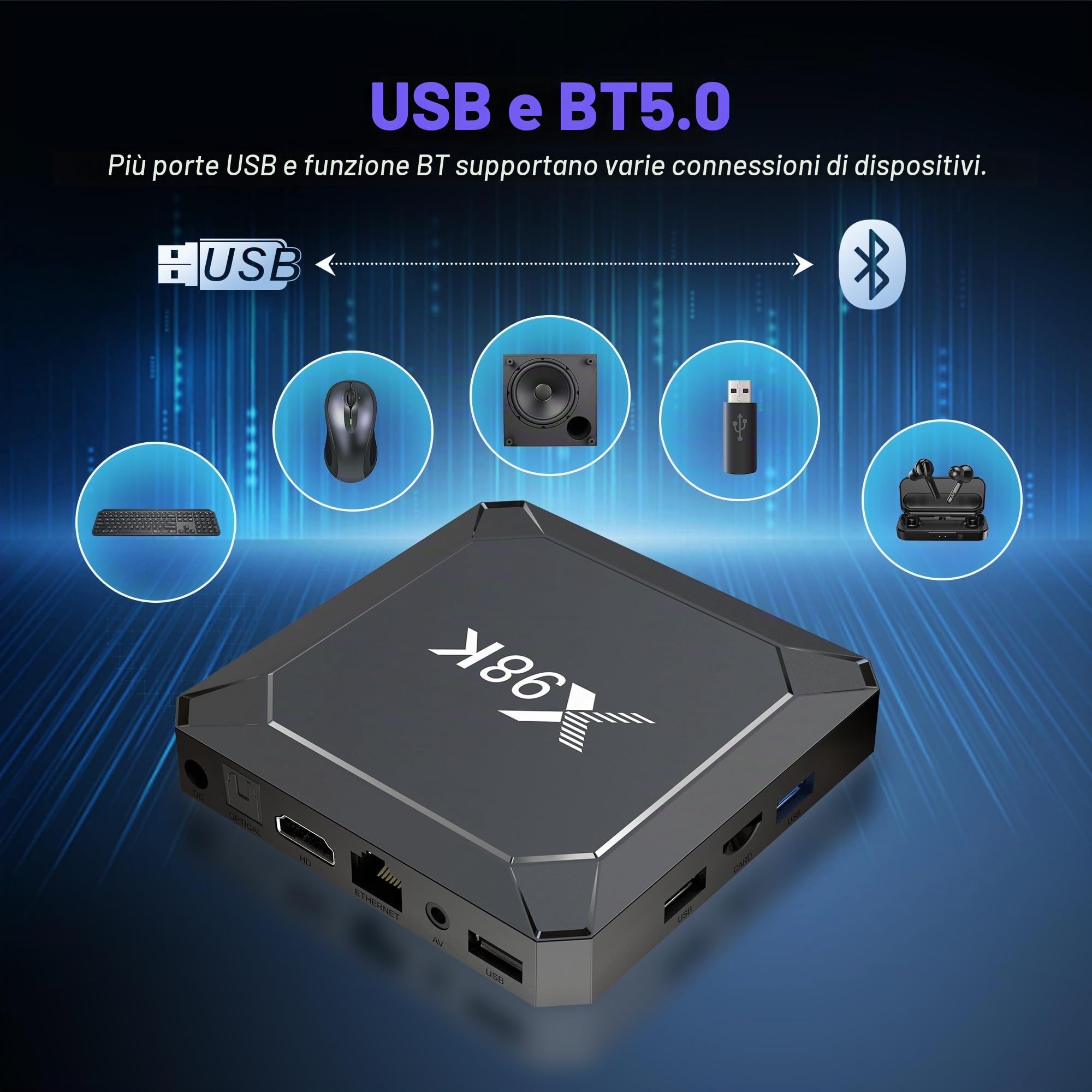 Android 13.0 TV Box, Android Box con 4GB RAM 32GB ROM RK3528A CPU Quad Core Arm Cortex A53, TV Box Android supporta 2.4/5.0GHz WiFi6 BT5.X 4K 100M Ethernet USB 3.0/2.0