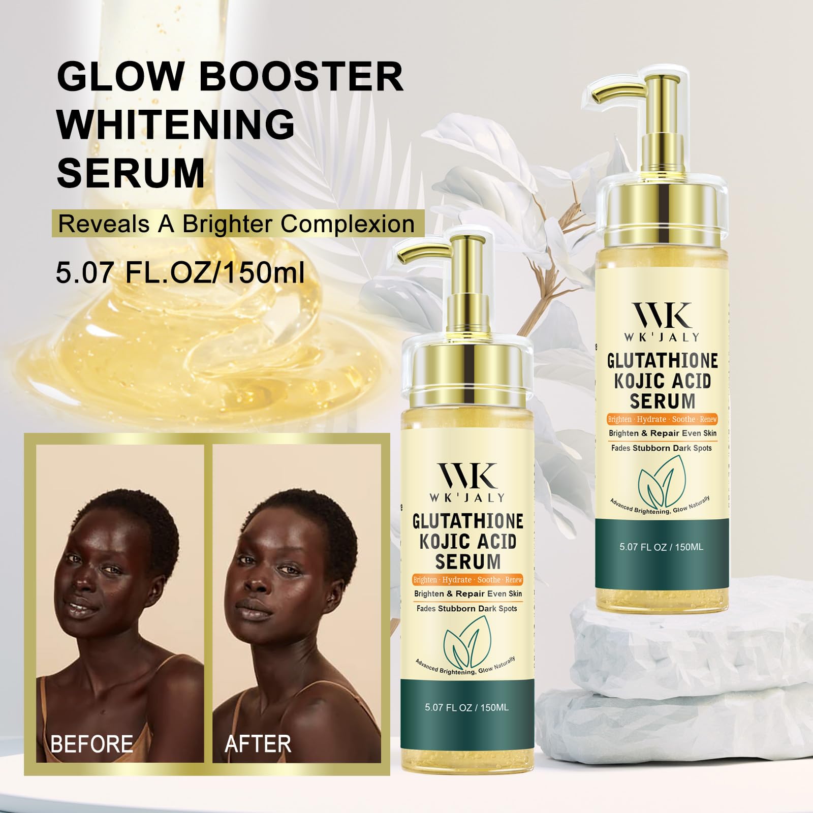 WK JALY Collagen Whitening Body Lotion and Serum, Remove Dark Spots, Melanin, Moisturizer, Smooth Skin, With Natural Papaya, Niacinamide