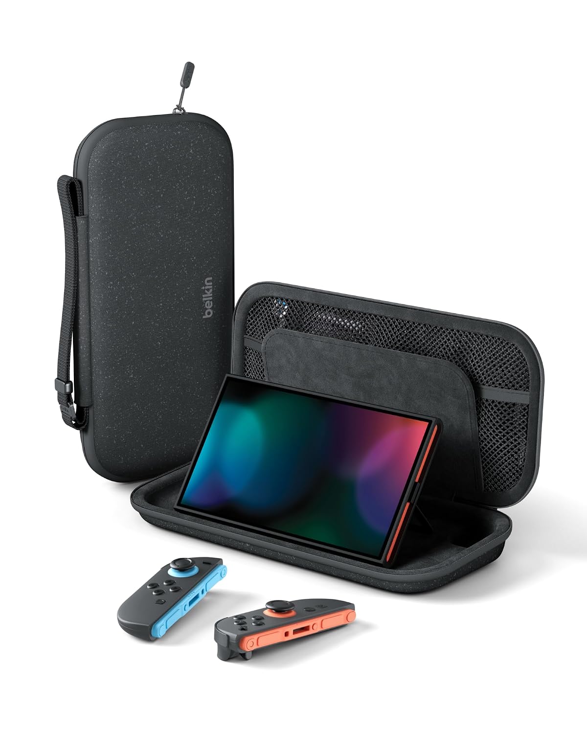 Belkin Gaming Tasche für Nintendo Switch 2, Leichtes Hartschalen-Case mit Weichem Innenfutter, AirTag-Fach, 12 Fächer für Game-Karten – Anthrazit