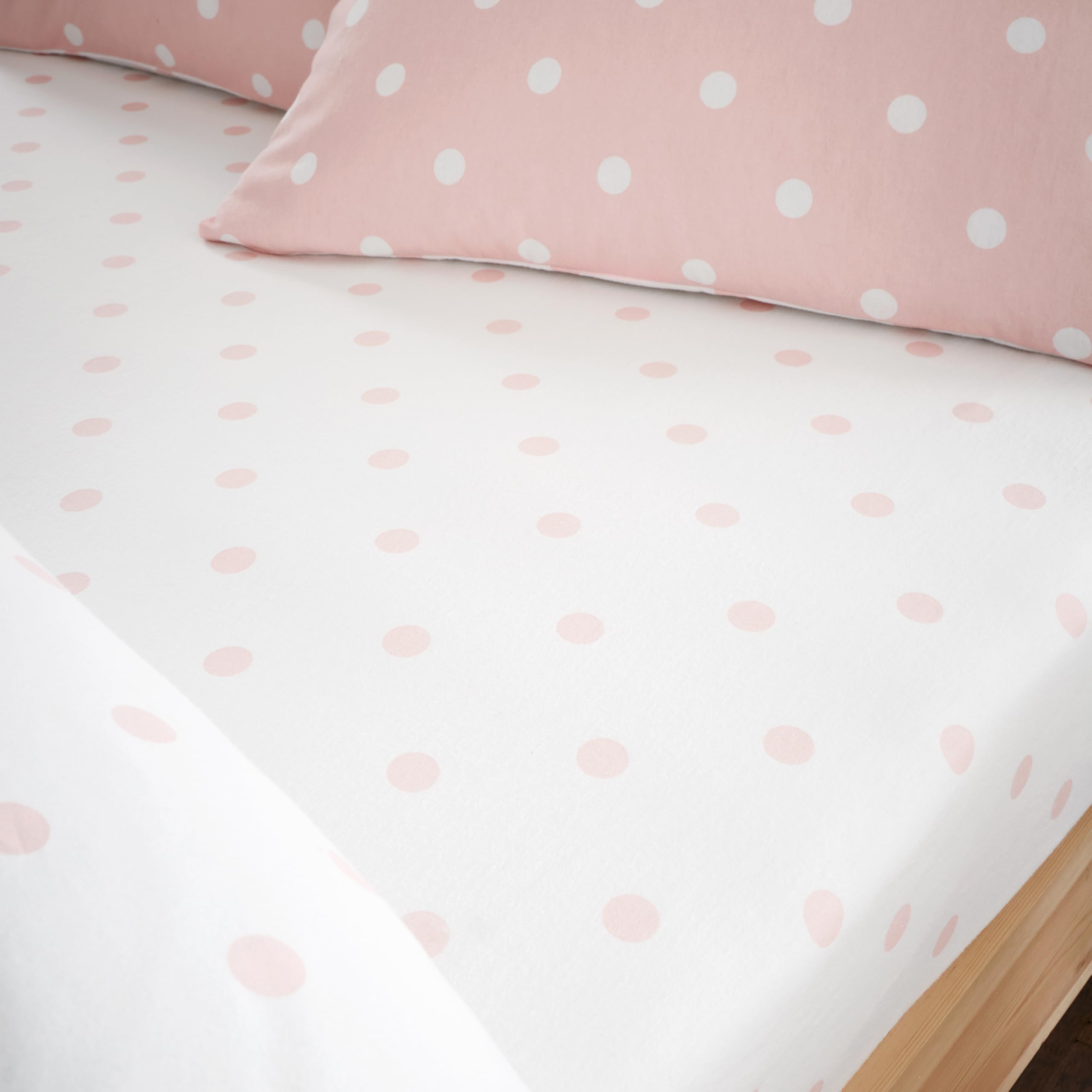 Catherine LansfieldBrushed Polka Dot Cotton King Fitted Sheet Pink