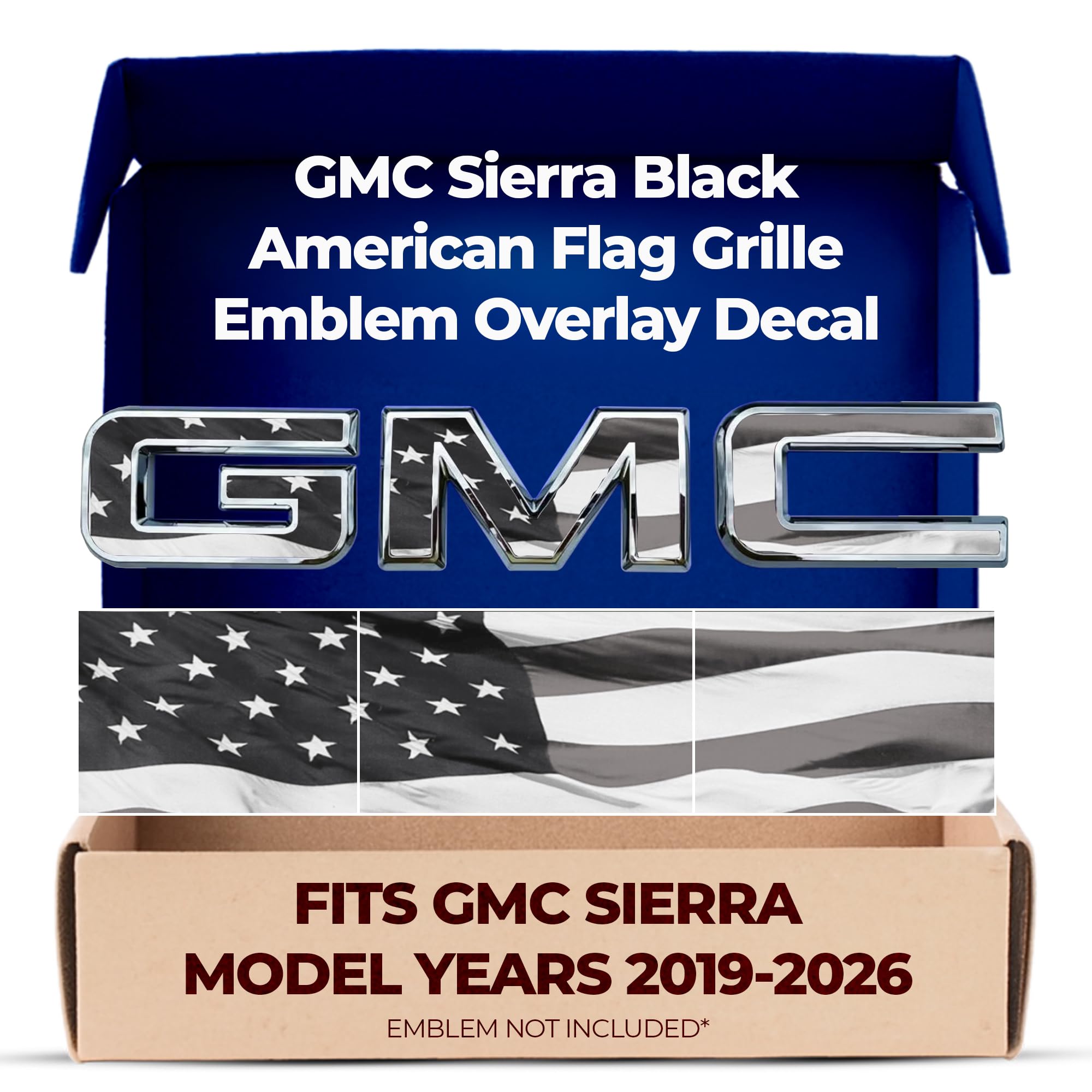 GMC Sierra Black American Flag Grille GMC Emblem Overlay Decals 2019-2026