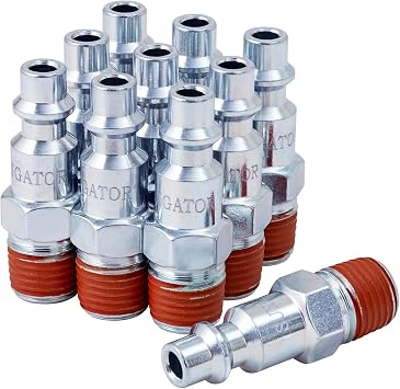 SUNGATOR 10-Pack 1/4 Inch Air Hose Fittings, 1/4" Male NPT Industrial Plugs