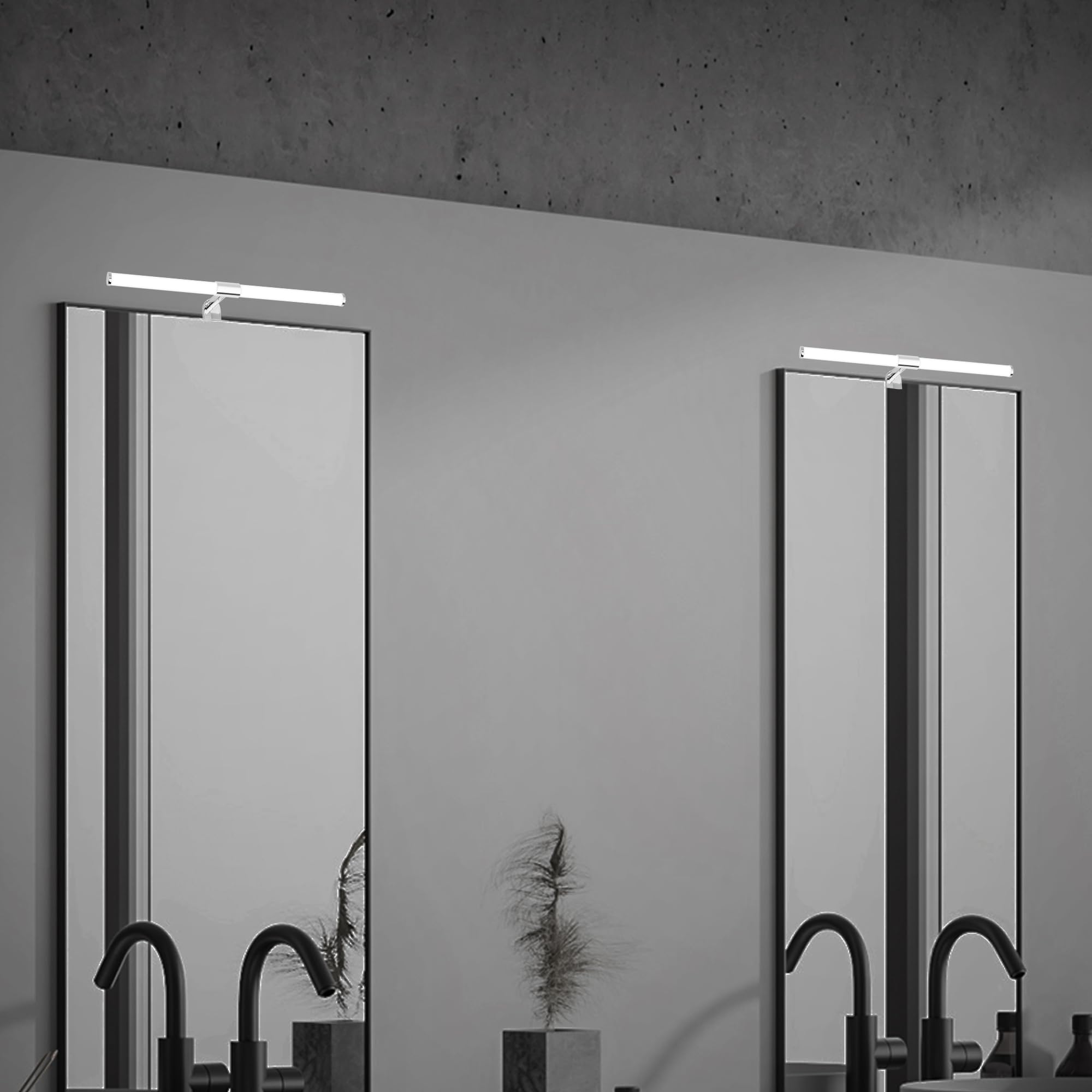 BRILONER - LED Spiegelleuchte Bad 2 in 1 Montage, IP44 Spritzwasserschutz, 4.000K neutralweiß, Badezimmerlampe, Schrankbeleuchtung, Spiegellampe, Lampe Badezimmer, Spiegelbeleuchtung, 55 cm, Chrom