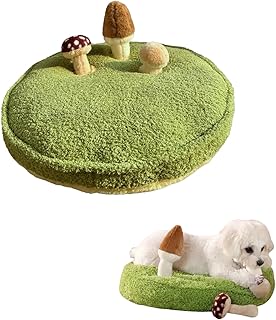 Mushroom Mat Pet Toy & Bed | Dog Snuffle Mat with 3 Crinkle Mushrooms for Treat Hiding | Soft Cushion for Cats, Small Dogs, & Owners | Washable Interactive Play & Cozy Rest