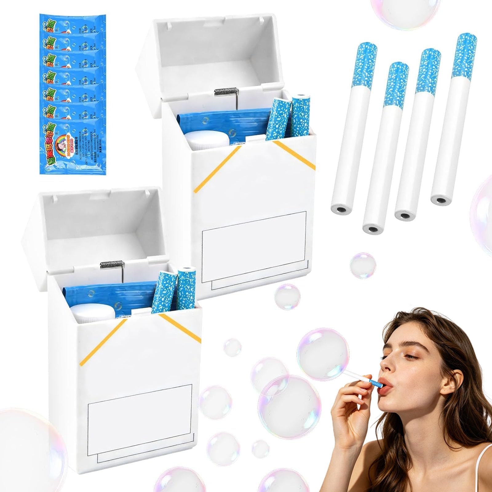 4PC Bubble Wand for Adults, Bubble Blowing Stress Relief Toys with Bubble Solution for Men Women Birthday Party (A)