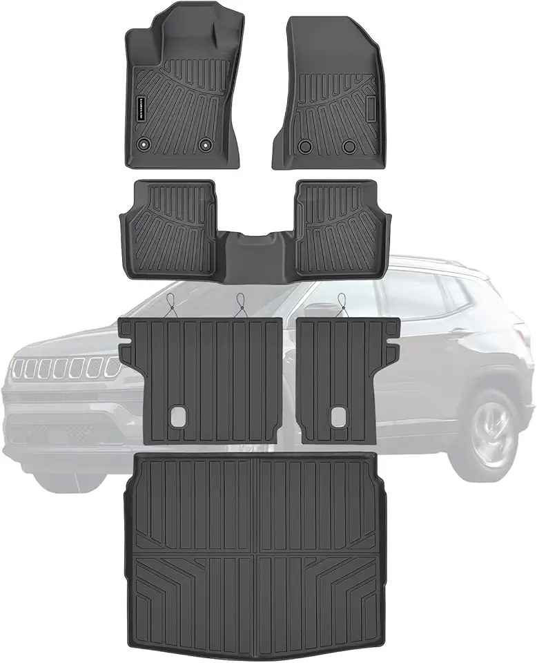 Tapetes TPE e forro de carga para Jeep Compass 2017-2026 para todos os climas forros de chão de carro servem para Jeep Compass 2017-2026 acessórios pretos